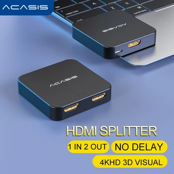 Acasis 4K 1X2 1 Вход 2 Изхода -съвместим Кабел Сплитер HD 1080P Видео Превключвател Адаптер Port Хъб за DVD и HDTV PC TV Лаптоп