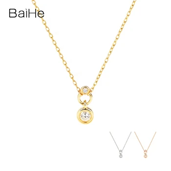 BAIHE Solid 18 k Жълто Злато H/SI Естествен Диамант Верижки И Колиета, За Жени и За Мъже Ежедневно Ползване Мода Fine Jewelry Diamantna ogrlica