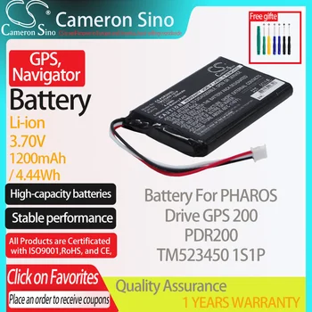 CameronSino Батерия за PHAROS Drive GPS 200 PDR200 подходящ за PHAROS TM523450 1S1P GPS, навигатор батерия 1200 mah/4,44 Wh 3,70 В литиево-йонна 17
