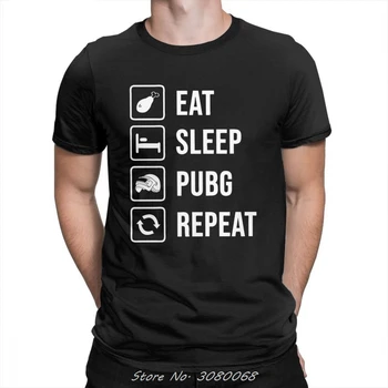 Eat Sleep Pubg Repeat Лятна Тениска С Къс Ръкав Висококачествен Памучен Тениска Облекло Потници Мъжки Градинска Облекло