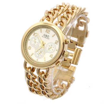 G & D Най-Добрата Марка Луксозни Часовници За Жени Quatz Ръчен Часовник От Неръждаема Стомана Модерен Рокля Часовници Reloj Mujer Подарък Relogio Feminino Злато