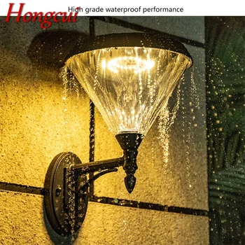 Hongcui Открит и Слънчев, с монтиран на стената Лампа LED Водоустойчива Съвременен Творчески Лампа Sconces за Декорация на Верандата на Къщата