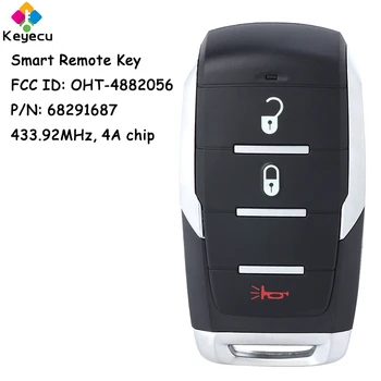 KEYECU Smart Prox Дистанционно Автомобилен Ключ с 3 Бутона 433 Mhz 4A Чип за RAM 1500 2019 2020 2021 Ключодържател OHT-4882056 68291687AA AB AC AD