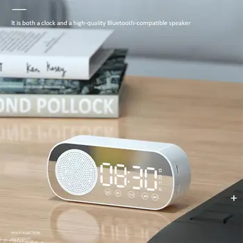 Led Огледален alarm clock Безжичен Bluetooth-съвместими 5.0 Hi-fi Говорител на Събуфъра Преносими Настолни Цифров Часовник