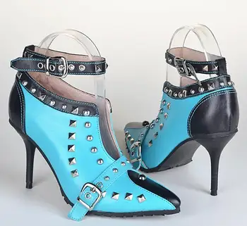 Rousmery/Модни дамски Ботильоны с катарами-фиби, Ботильоны с Дълбоко V-образно деколте, женски Ботуши на Висок ток, Пролетни модни Модела обувки на висок ток