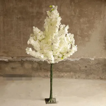 Височина 1,5 М от Бели Розови Череша Цветя Имитация на Дърво Фалшиви Прасковени Дървета Желания за Дома и Сватбена Централната Декор