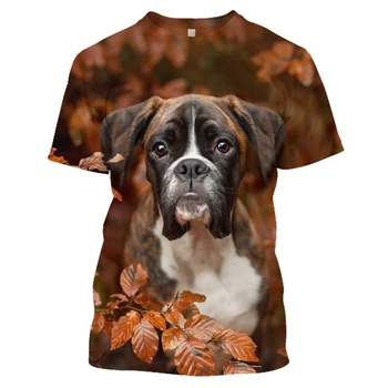 Мъжка Тениска с 3D принтом на Животното, Боксьор, кучета, Harajuku, Ловно Забавната Женска тениска, Летни Блузи с Кръгло деколте и Къс Ръкав