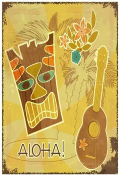 Оригинален Ретро Дизайн Aloha Tiki Бар Тенекеджия Метални Табели, монтаж на стена Изкуството|Дебели Tin Печат на Плакат Монтиране на Украса за Бар 14