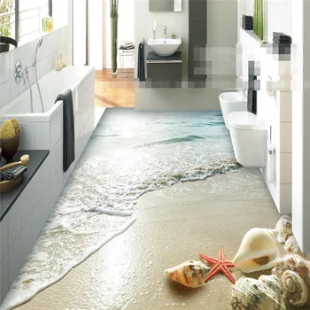 стикер beibehang 3D подови стенни картини за баня HD Океанская Плажната Миди Морска звезда нескользящая водоустойчив удебелена самозалепващи PVC картина