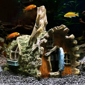 Украса за вашия Аквариум за Декорация на Аквариум - Материал от Смола Потъналия Кораб Декор на Аксесоари За Аквариум камък, дърво остров
