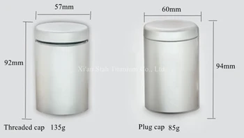 Чиста Титановая Запечатани Филтъра за чай Caddy 92 мм и височина от 135 г / 94 mm височина 85 г Матово покритие, Без покритие, Антикорозионна за Пътуване